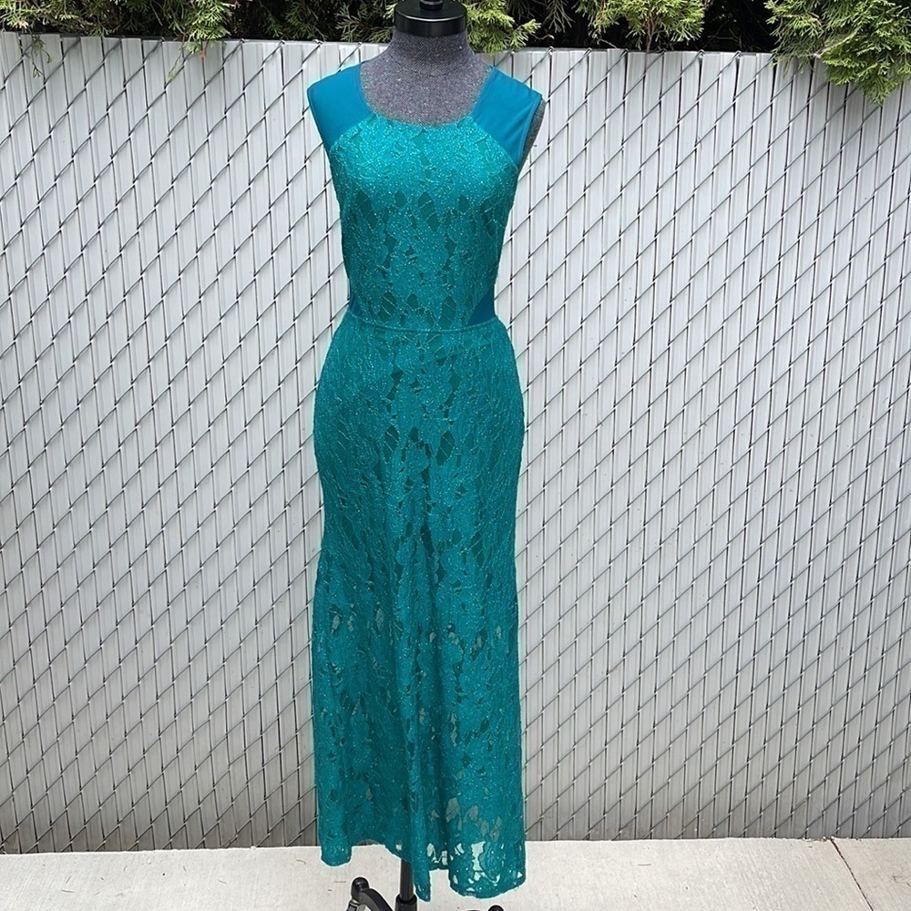 Enfocus Studio Green Lace Sleeveless Maxi Dress Size small
